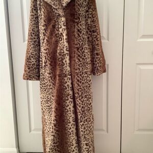 Full Length Faux Leopard Fur Coat